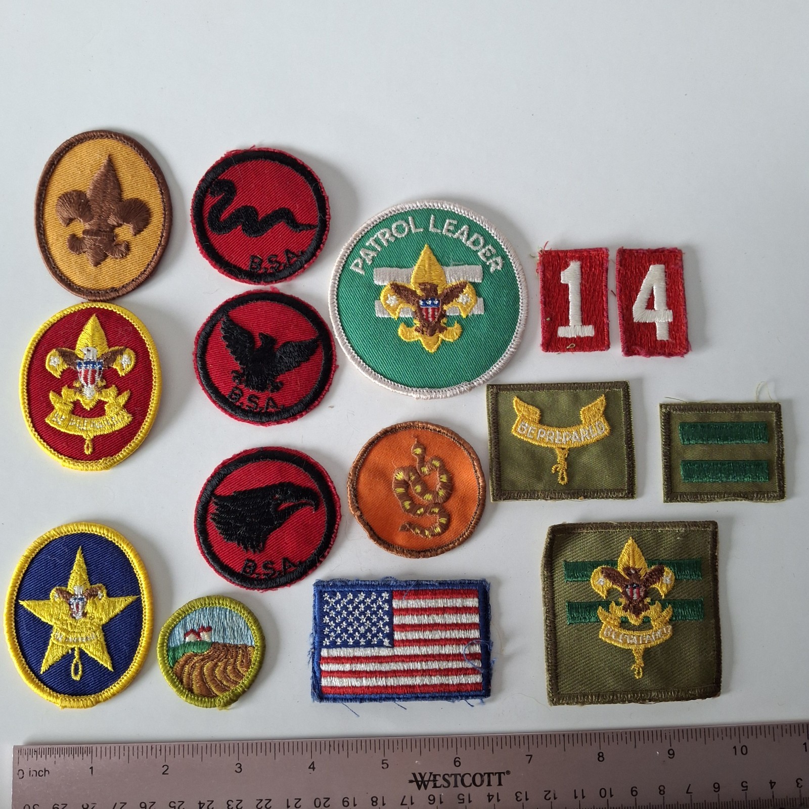 15 × Vintage 1970’s Boy Scout America Rank Patches BSA Badges Various Pre-owned 
