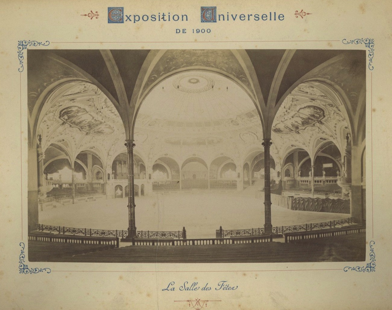 France, Paris, La Salle des Fêtes Albumen print 12x19 Circa 1900  