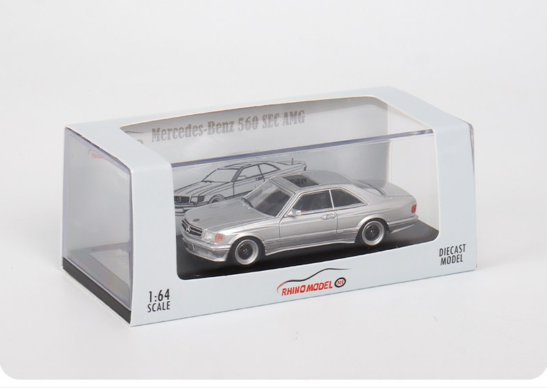 1:64 560SEC AMG W126 Style Silver Diecast Model - Collectible