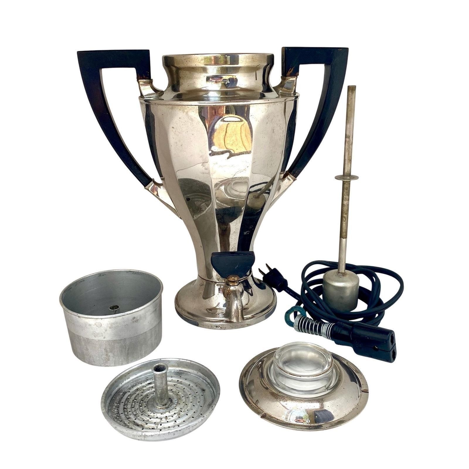 Vintage Hotpoint Coffee Percolator Antique Edison 114P17 Chrome Art Deco Urn