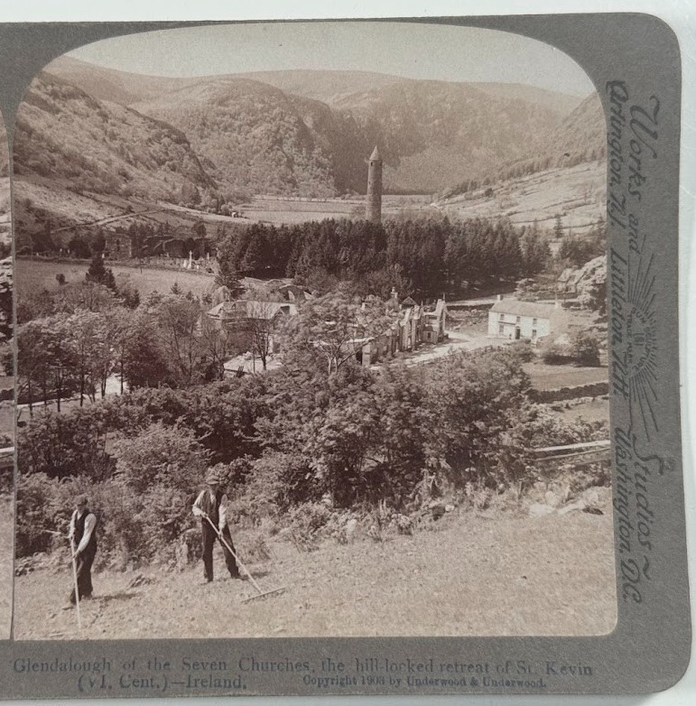 Glendalough Seven Churches Retreat St. Kevin Ireland’s Wicklow Hills Stereoview