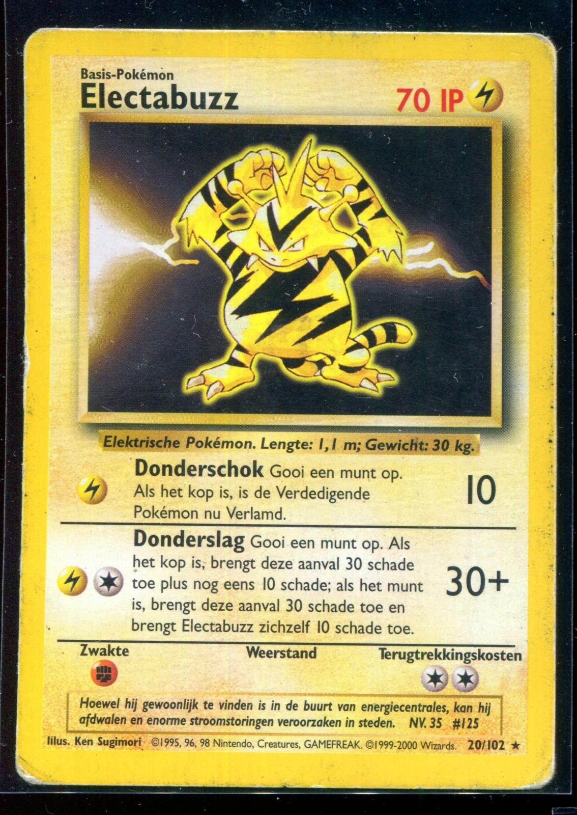 Electabuzz 20/102 Dutch NL Base Set Unlimited Netherlands Pokemon Card TCG PL