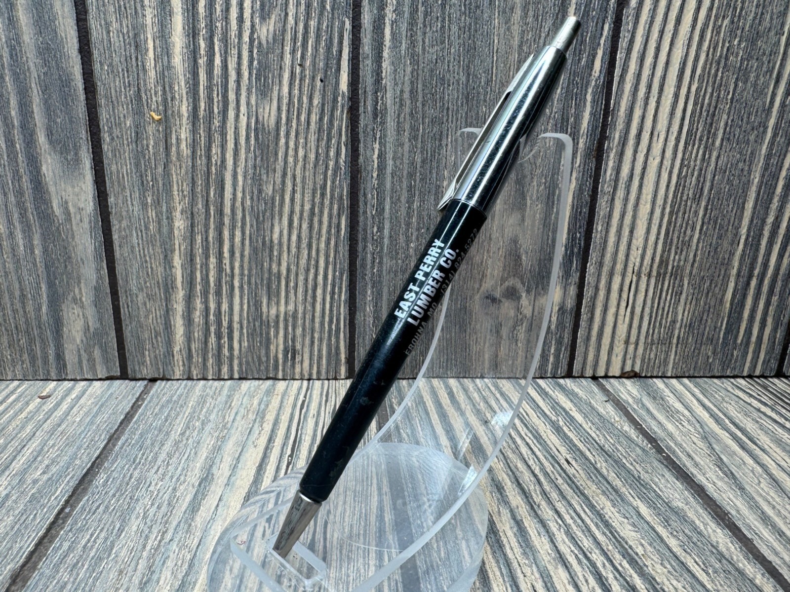 Vintage Black Retractable Ballpoint Pen East Perry Lumber Co. Frohna MO Advertis
