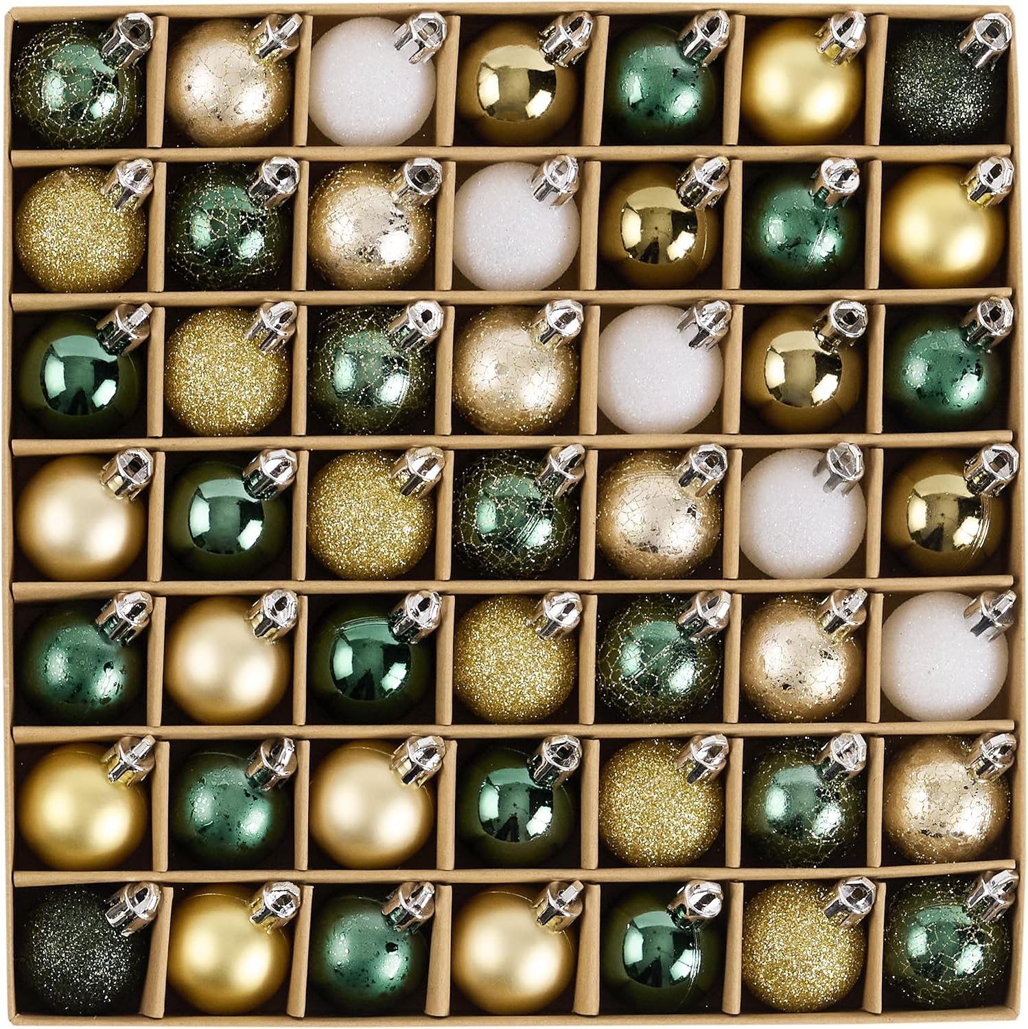 DecorbyHannah 49ct Mini Christmas Ornaments Set Tree Decoration Green Gold