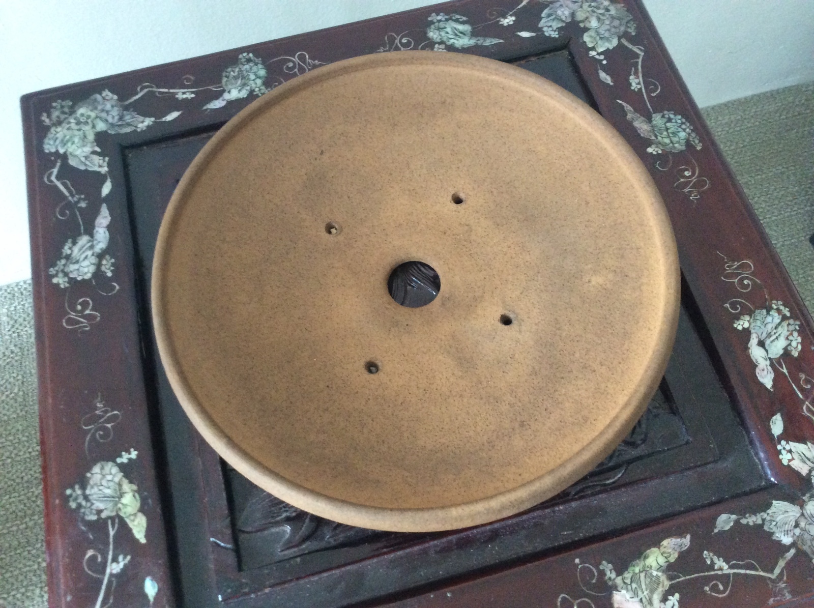 Japanese Bonsai Pot singed 水庄園 / W 25× H 4 [cm] 0.94kg