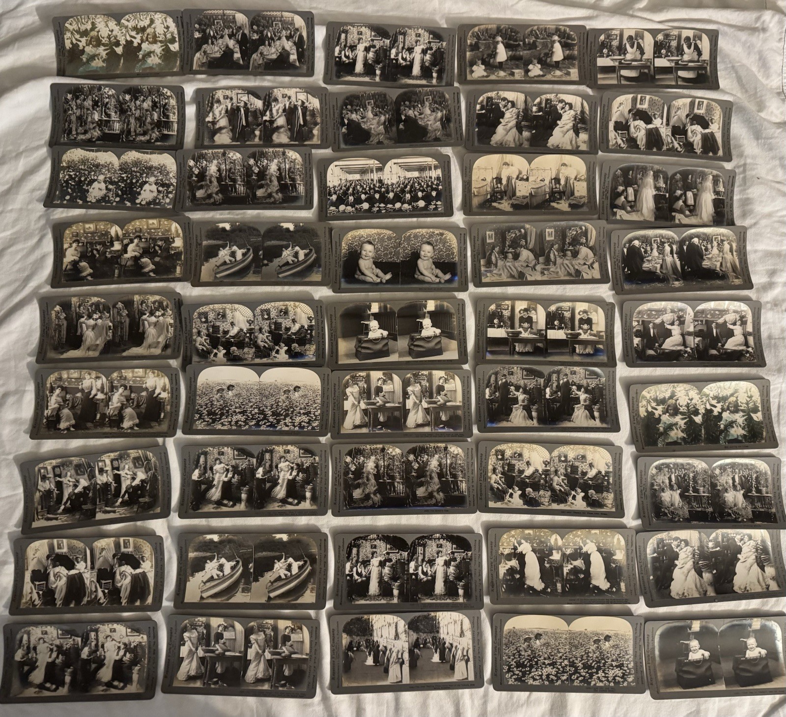 Lot Of 45 Keystone View Company Stereoview Cards Family,Romance, Children, Humor