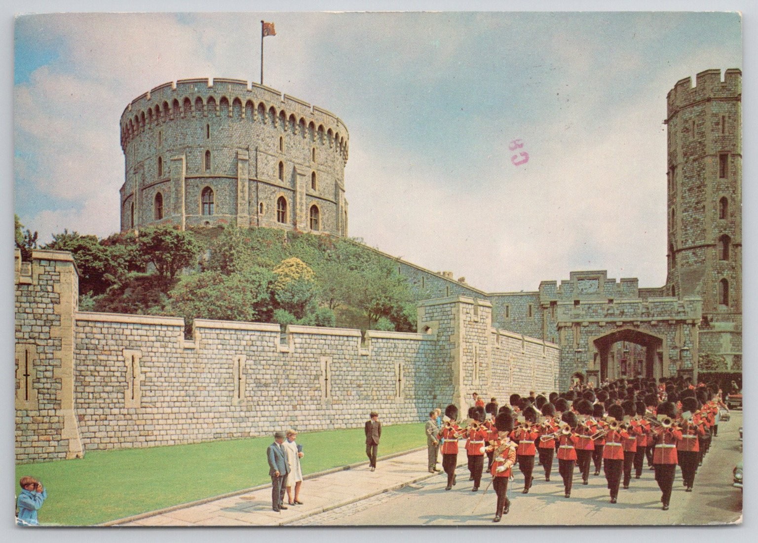 1976 Windsor Castle Scots Guards Parade Postcard UK England Royal Marching Band