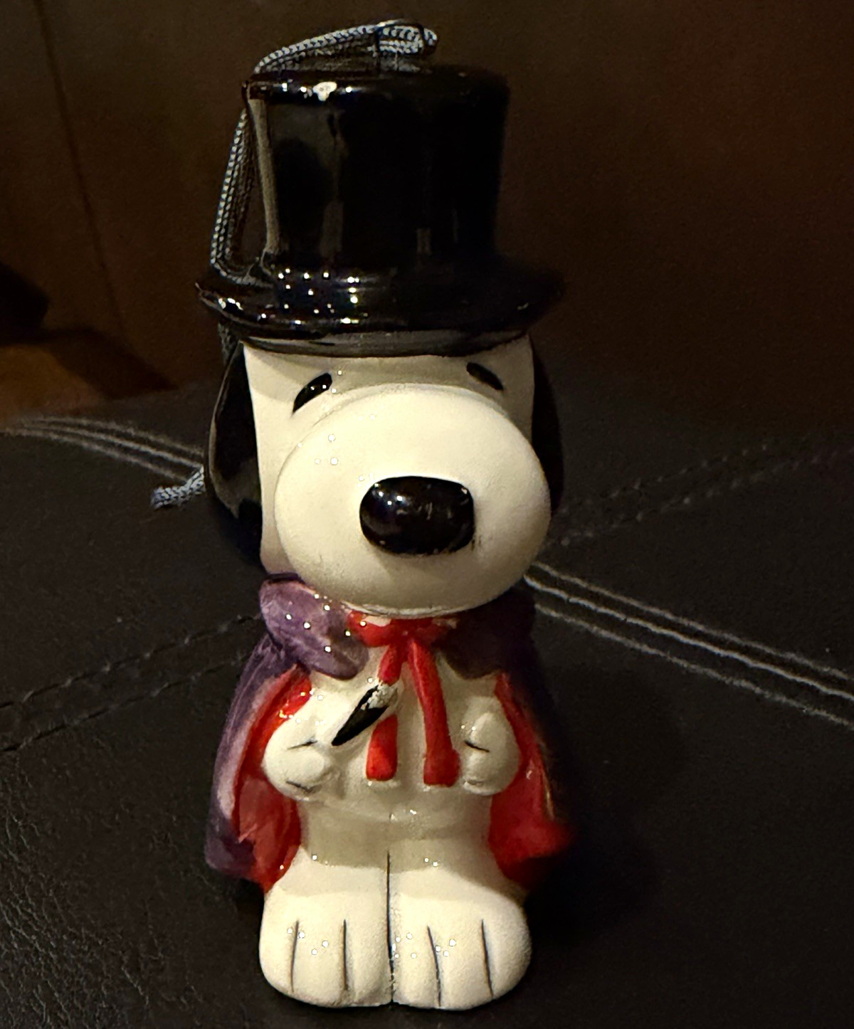 Vintage 1966 Snoopy Vampire Dracula Ceramic Figurine Ornament Top Hat Japan