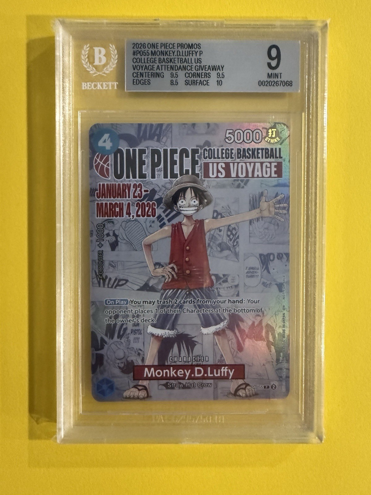 2026 ONE PIECE PROMOS #P055 MONKEY.D.LUFFY P COLLEGE BASKETBALL US VOYAGE