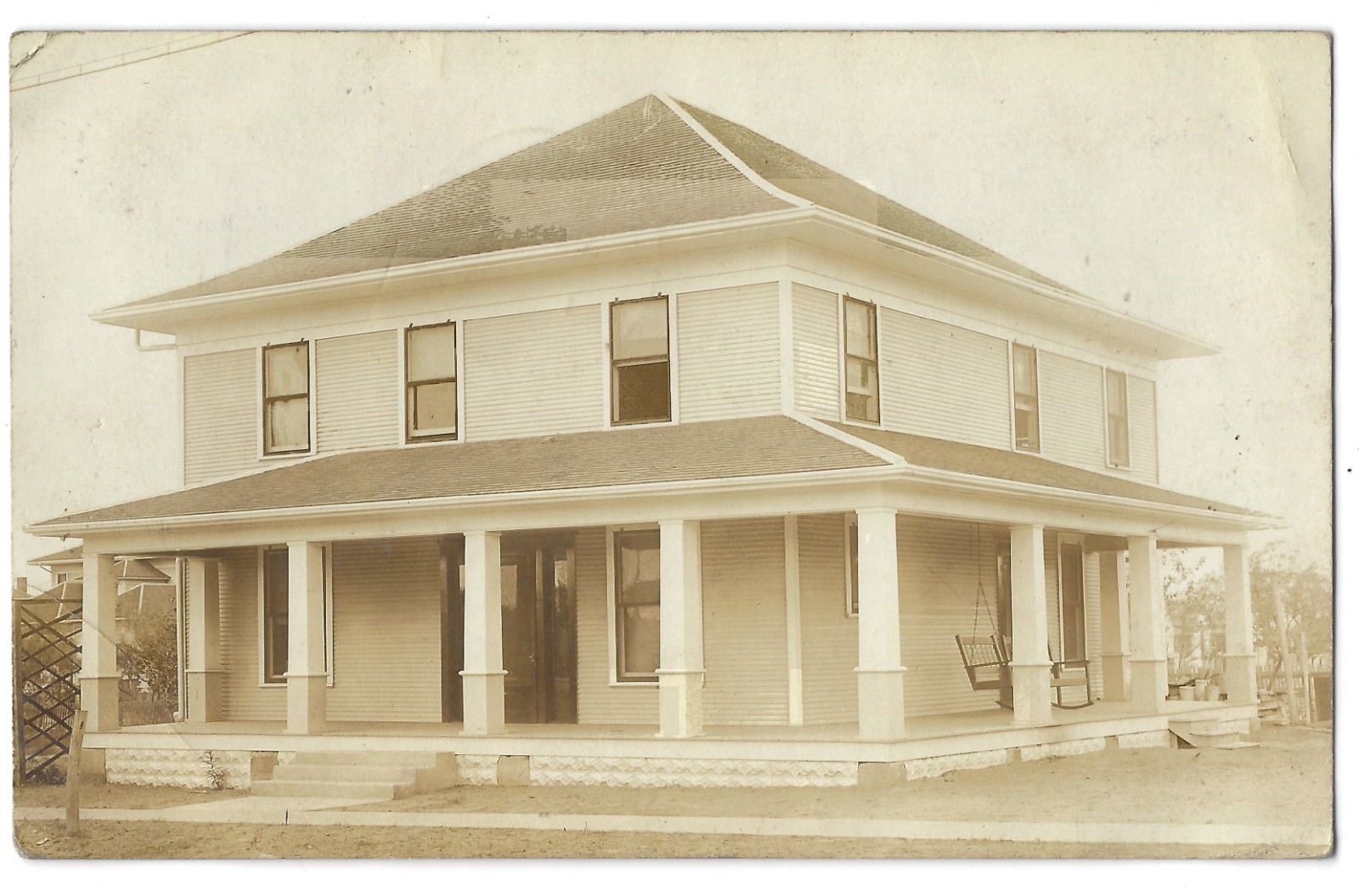 RPPC 1912 Foursquare House Wraparound Porch Henrietta-Burkburnett TX Dear Husban