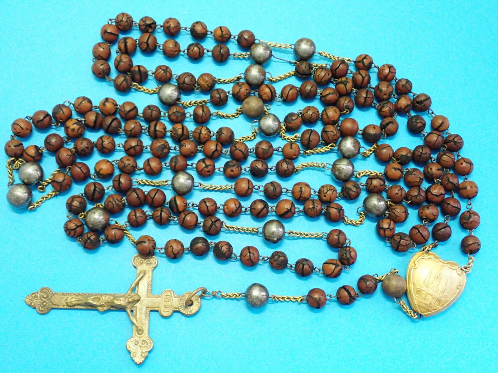AMAZING antique FRENCH monastery ROSARY / 15 DECADE ROSARY / 150 CM / LOURDES