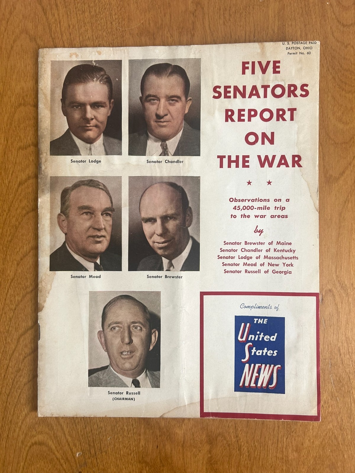 THE UNITED STATES NEWS 1943 FIVE SENATORS REPORT ON THE WAR