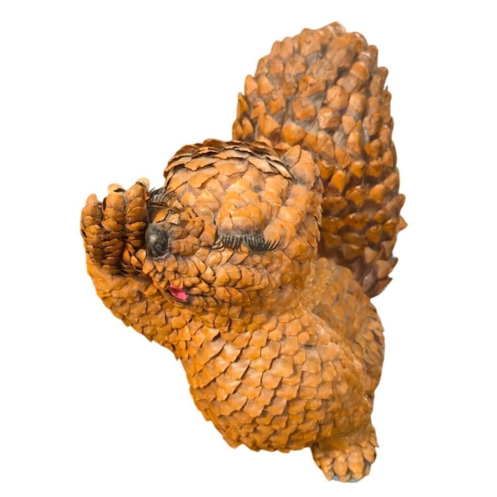 Vintage Pinecone Squirrel Figurine Woodland Folk Art  Nature whimsical MCM craft