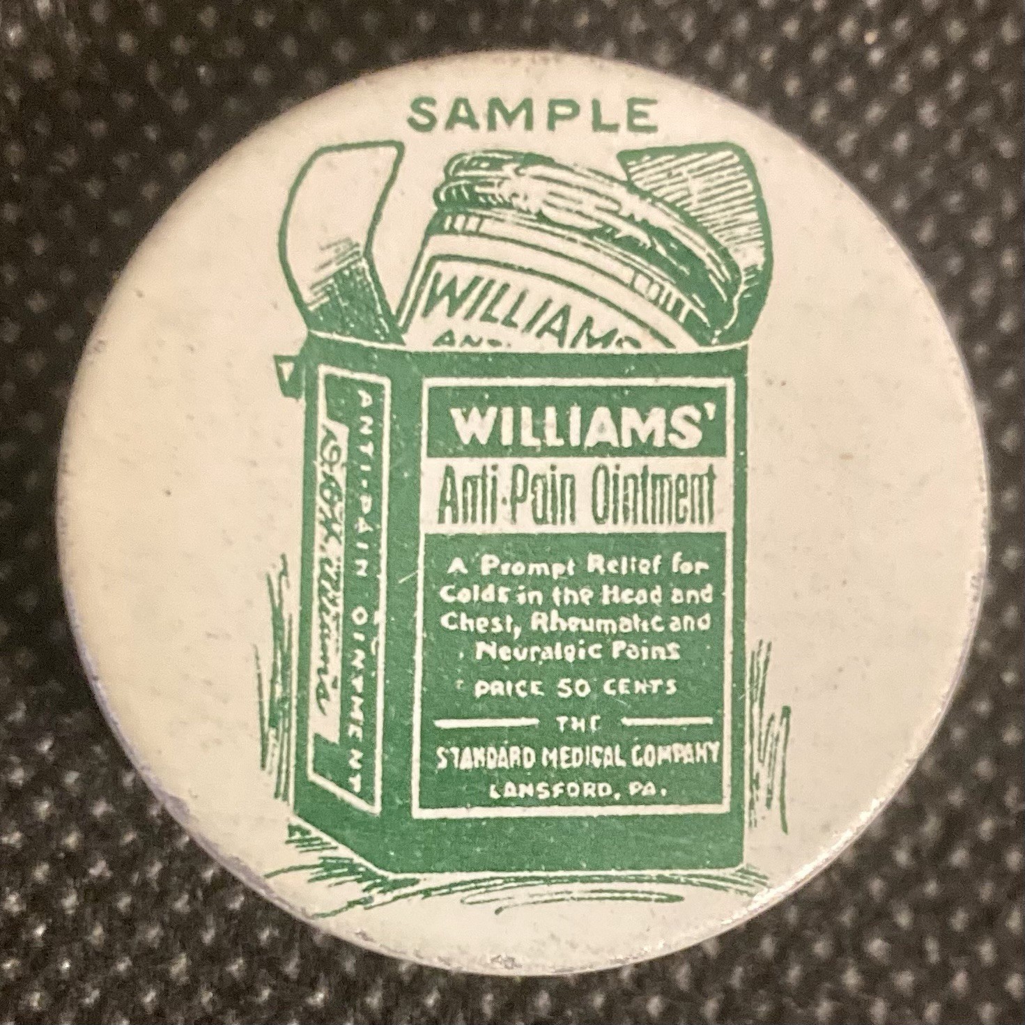 Williams Anti-Pain Ointment Antique Sample  1 1/4\