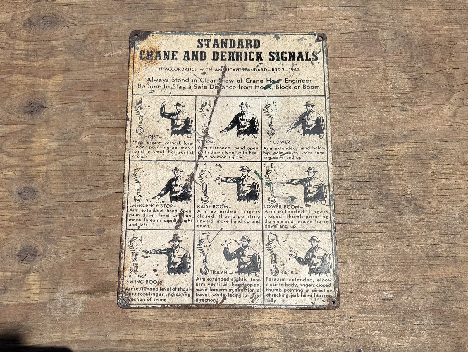 CRANE AND DERRICK SIGNALS SIGN 