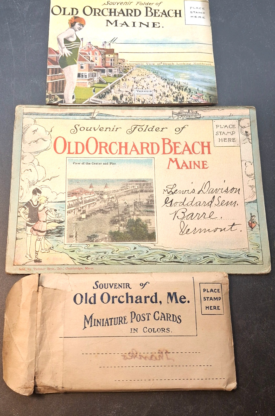 Old Orchard Beach Souvenir Postcard Folders & Miniature postcards  Circa 1900