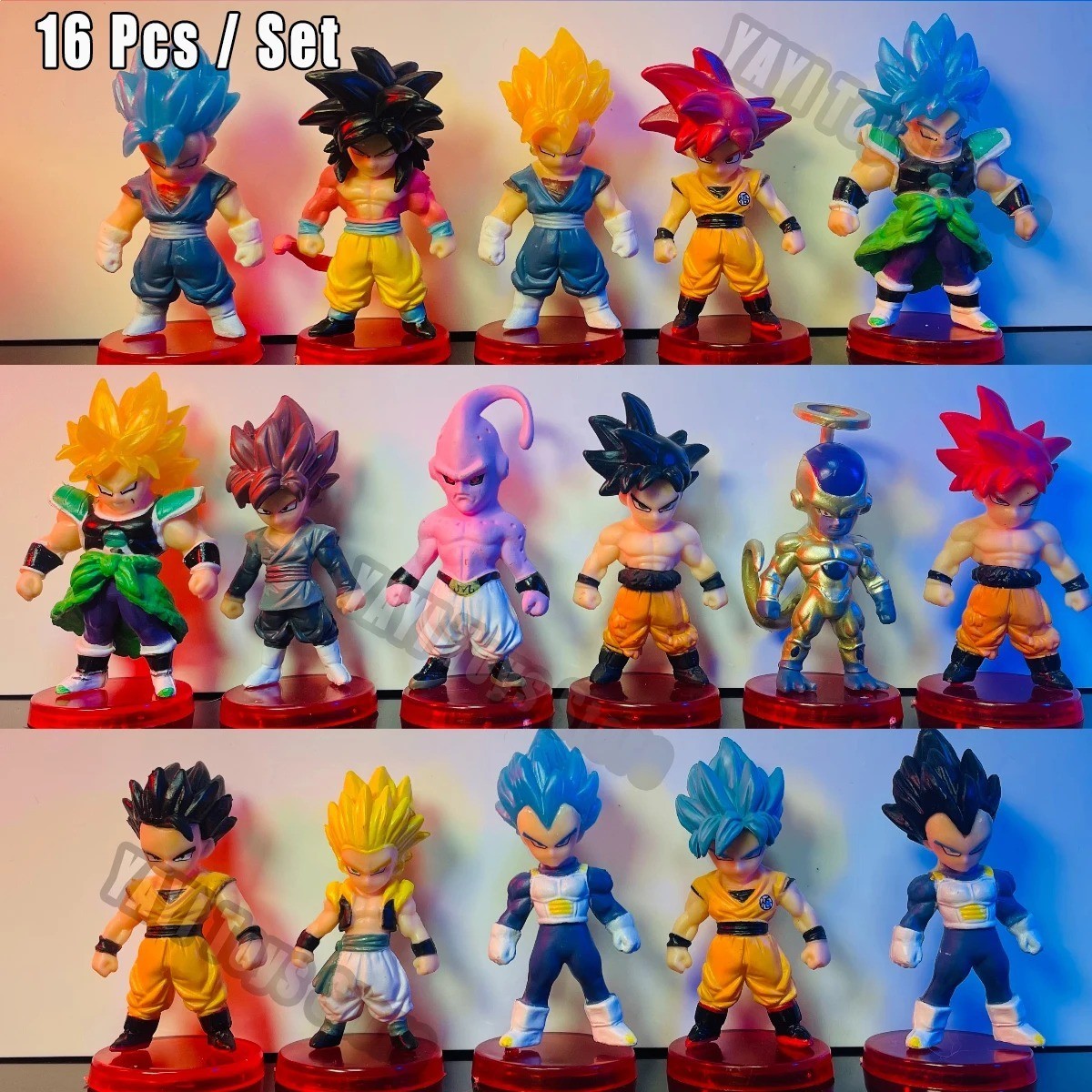 16Pcs Anime Action Figure Set Goku Vegeta Broly Gohan Piccolo Buu No Box