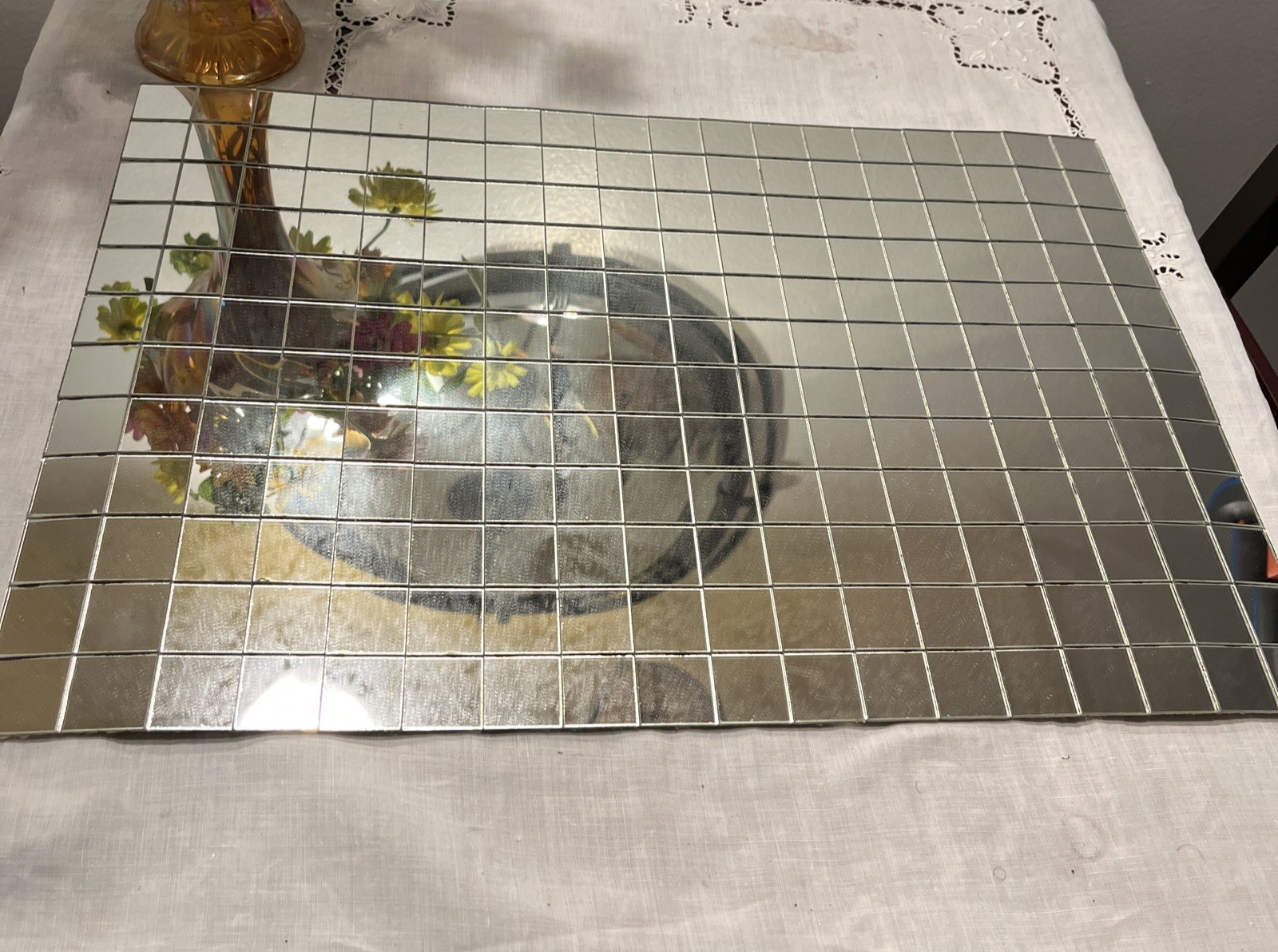 Vintage 70’s Glass Mosaic Mirror Tile Placemats Set of 4
