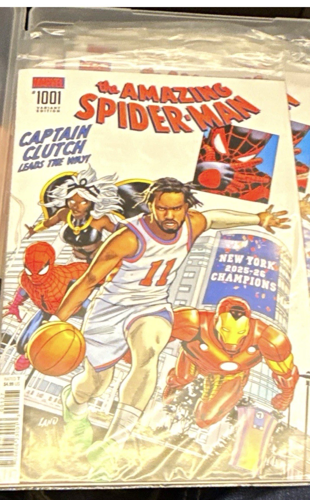 AMAZING SPIDER-MAN #1001 JALEN BRUNSON NY KNICKS NYCC EXCLUSIVE IN HAND