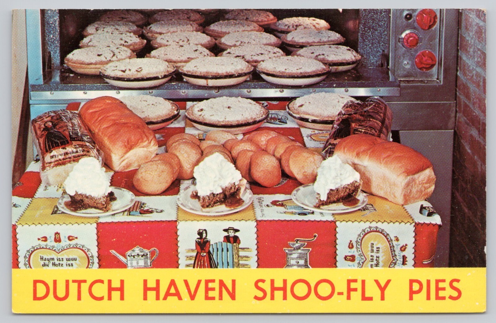 Lancaster Pennsylvania, Dutch Haven Shoo Fly Pies Advertising, Vintage Postcard