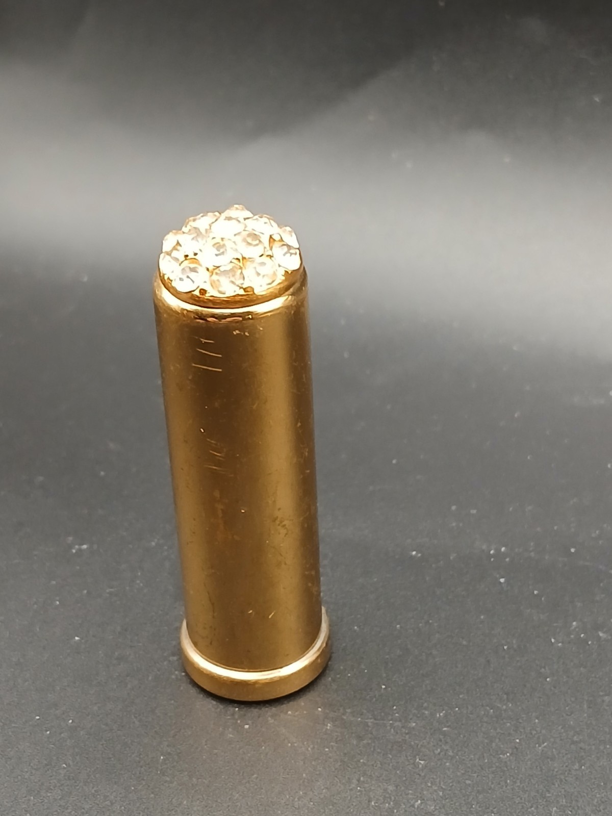 vintage refillable lipstick case gold-tone with rhinestones (empty)