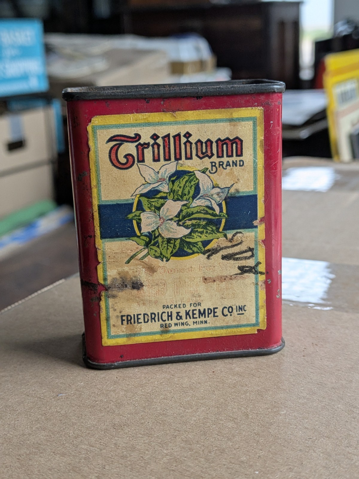 Friedrich Kempe Co Red Pepper Trillium Spice Tin Advertising Red Wing MN Minn