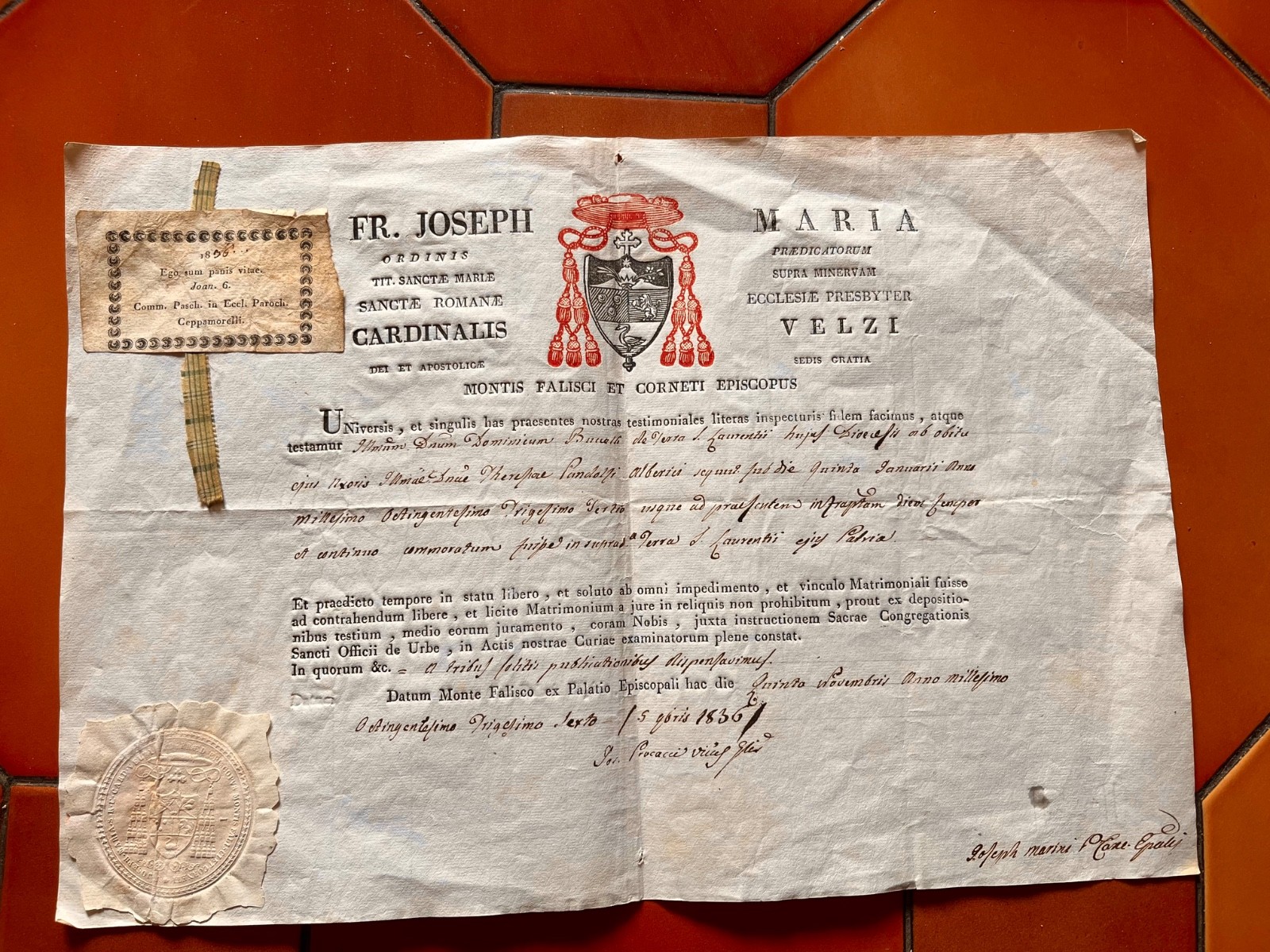 RARE ANCIENT Religious Document : Special Relic & Nice wax seal present - 1836 