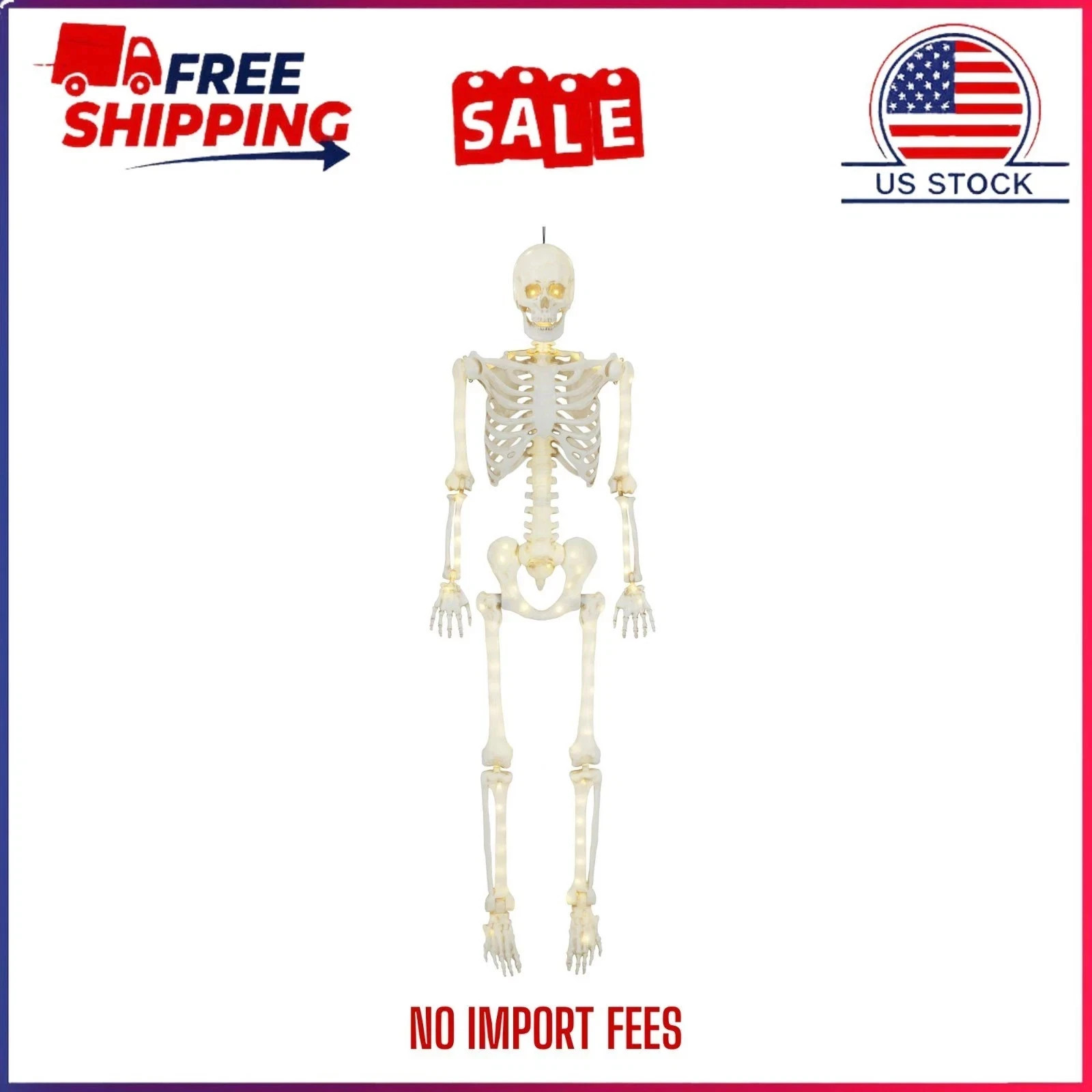 5ft Poseable LED Illuminated Skeleton, Halloween Decoration, by Way to Celebrate
