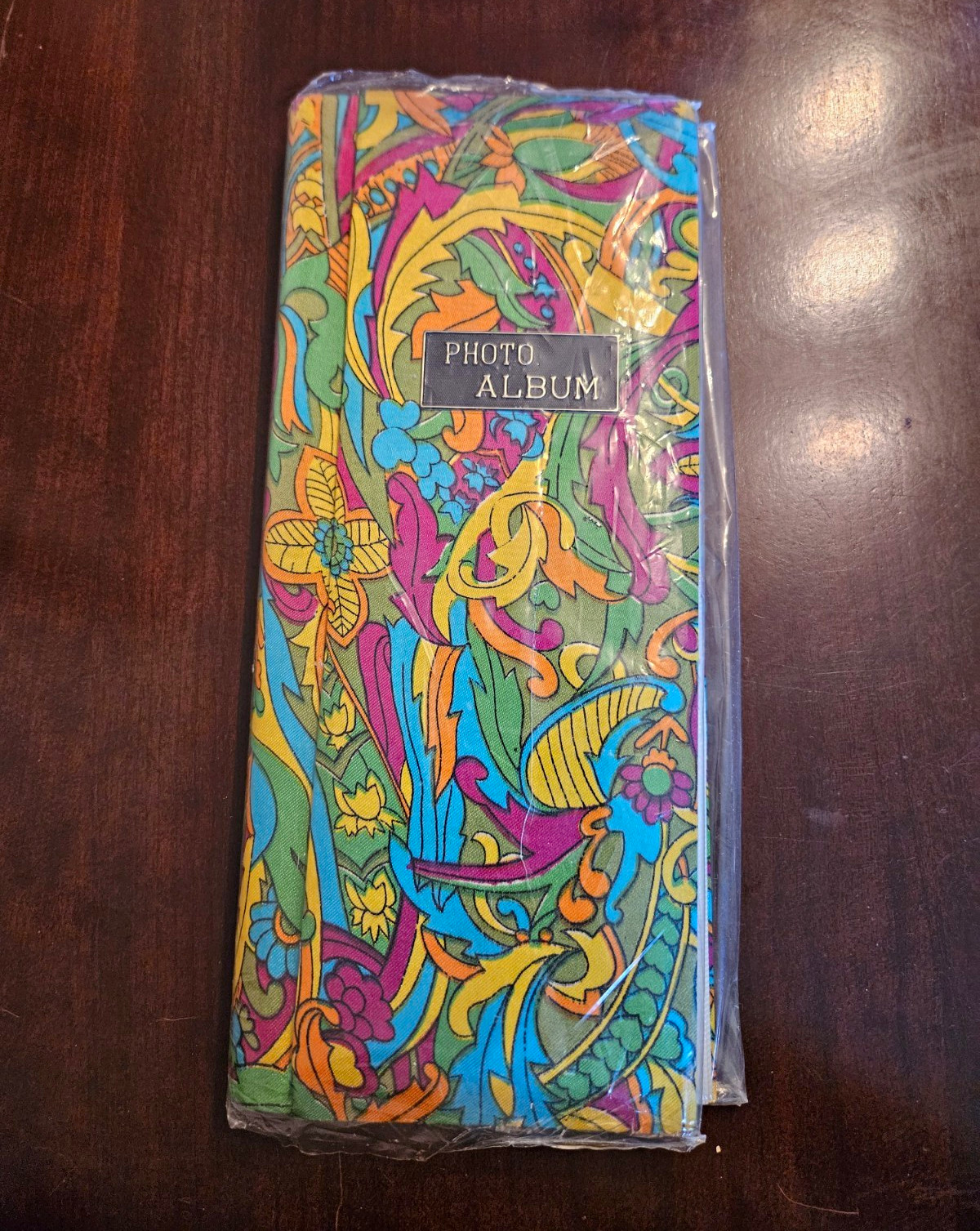 1960s 1970s Psychedelic Fabric Photo Album Groovy Mod Multi Color Floral NOS VTG