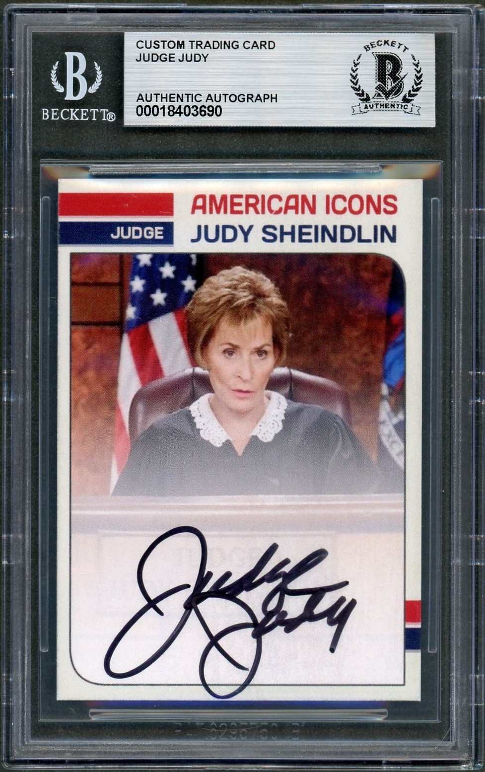 Judge Judy Sheindlin SIGNED American Icons Custom Card Auto Beckett BAS