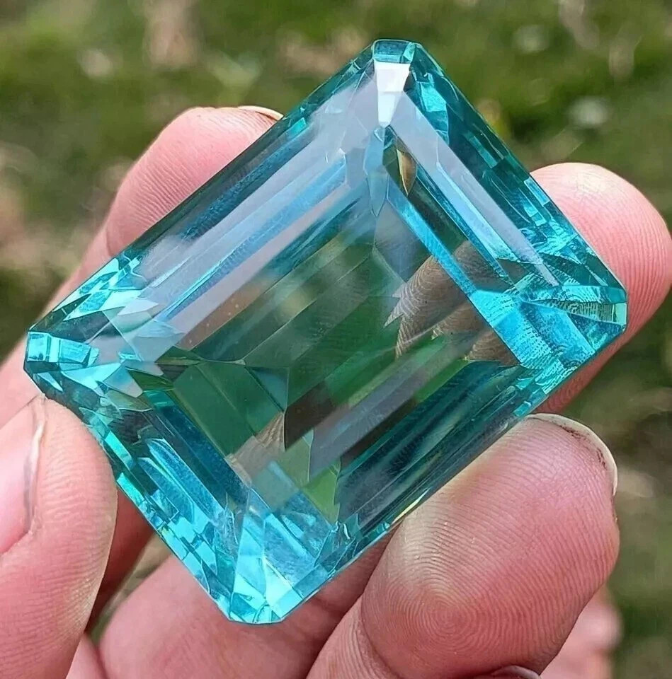 100 Carat Flawless Sky Blue Aquamarine Emerald Cut Certified Loose Gemstone