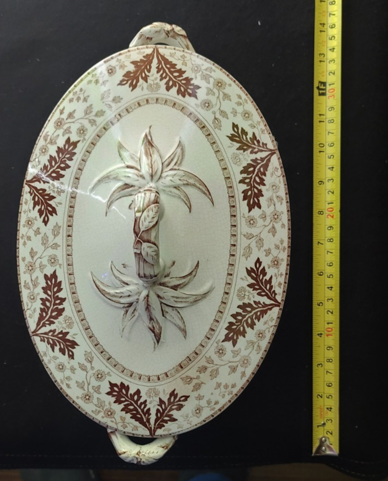 Antique Deak Ridgways England Brown Oval Covered Serving Dish With Lid Vintage