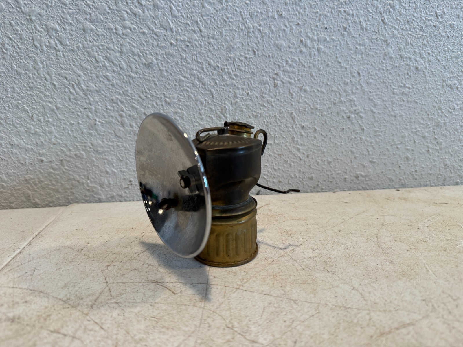 Vintage Brass Carbide Miners Headlamp Light Auto Lite Made In USA Mining Lamp