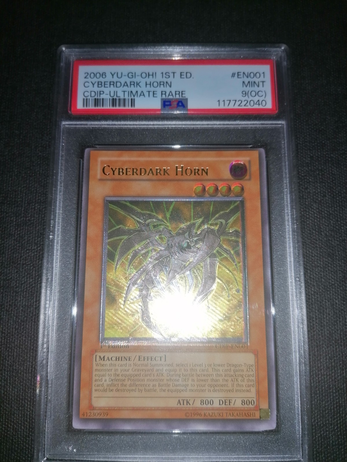 YU-GI-OH Cyberdark Horn 1st Edition Ultimate Rare Na Print Shifted Foil Psa 9