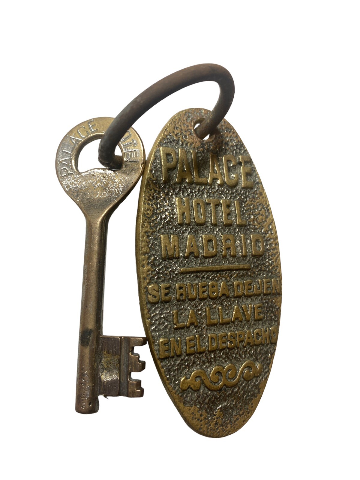 Vintage Palace Hotel Madrid Room Skeleton Key And Fob  #367