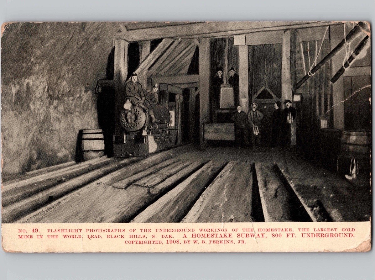 c1908 Homestake Gold Mine Subway Underground Lead South Dakota SD Postcard