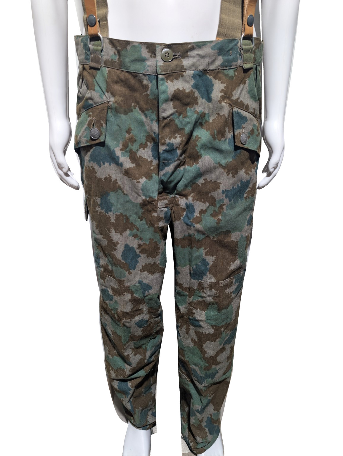 East German NVA Blumentarn Camo Pants with Suspenders – Large Regular 36x31