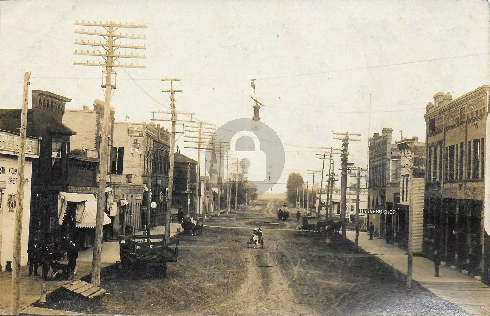 Street Scene in Hillsboro ND North Dakota August 1909 RPPC Photo Postcard COPY