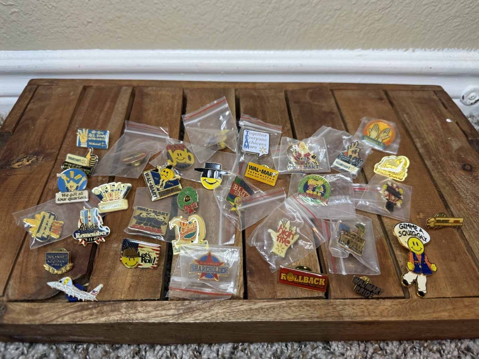 Lot of 33 Vtg Walmart Lapel Pins Buttons Employee Promo Service Fleet Y2K 90s
