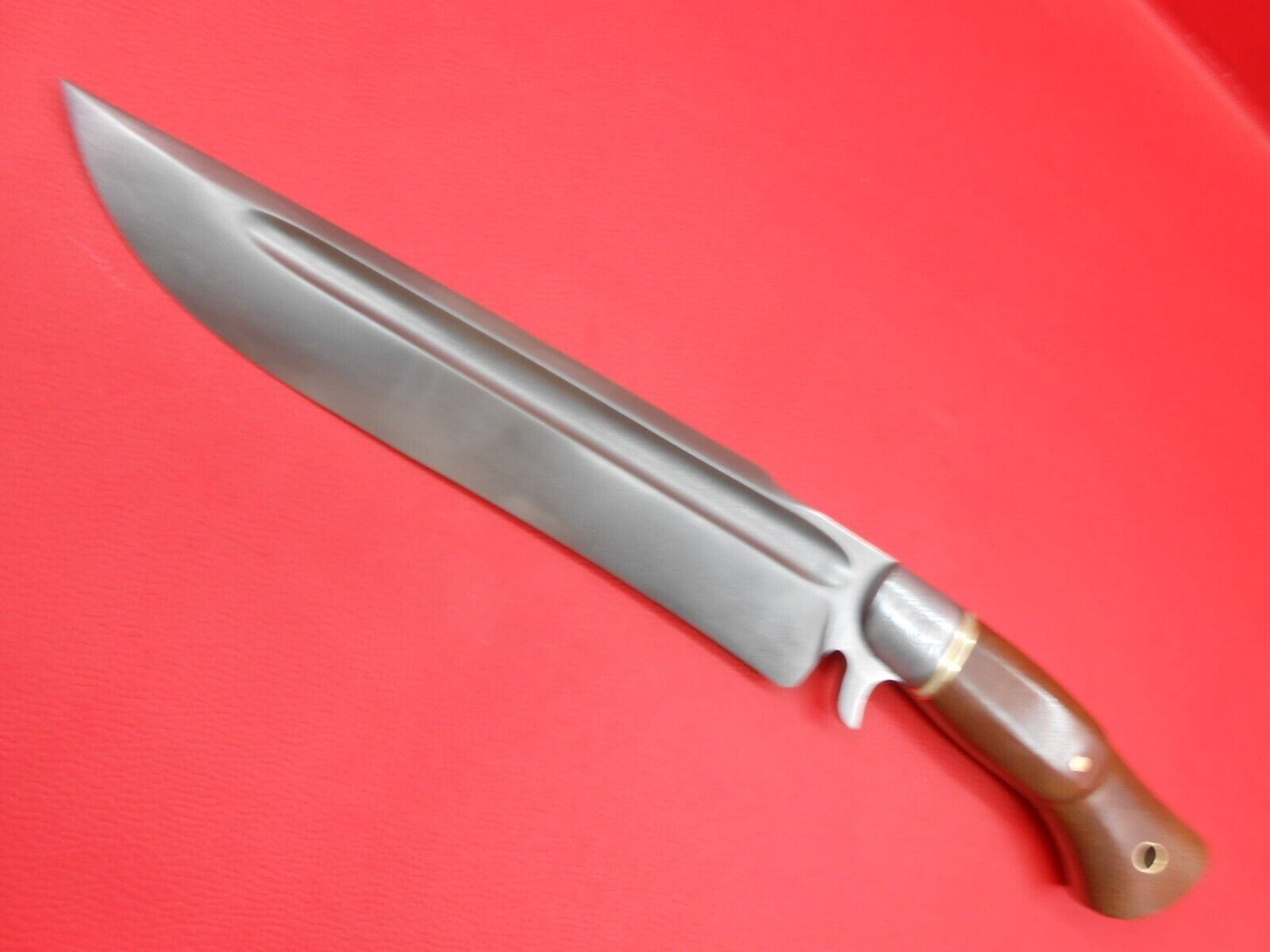 Custom Made Wootz Ingot Steel Bowie Hunting Knife Red Micarta Handle Sheath A176