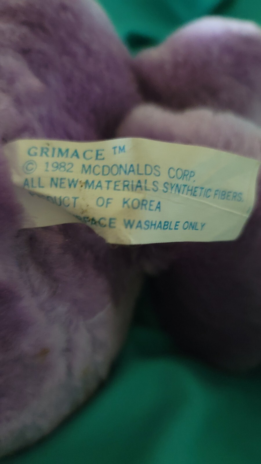 1982 Macdonald GRIMACE Extremely Rare 1982. 