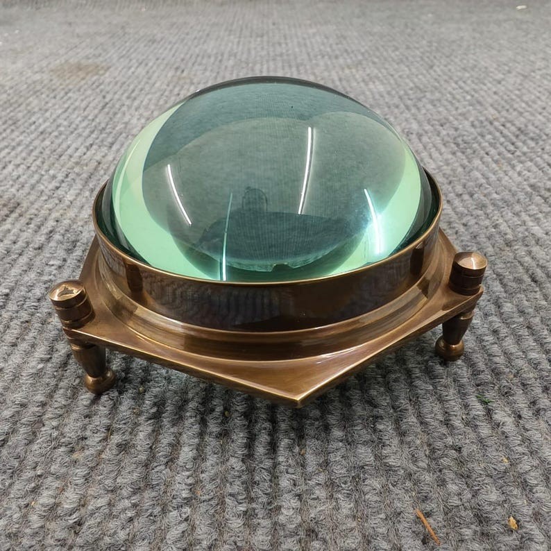 Antique-Style Brass Dome Magnifying Glass Nautical Desk Decorative Handmade Gift