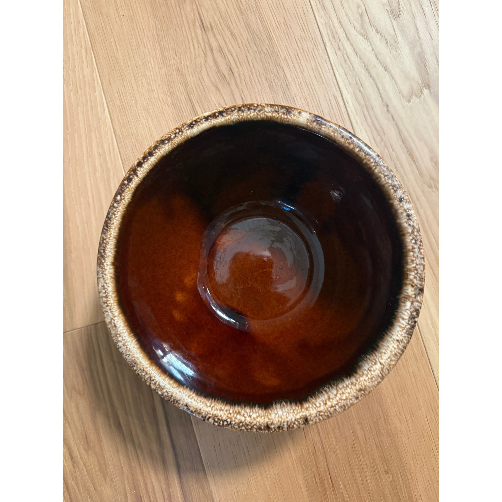 Hull Pottery Mixing Bowl 7 Inch Brown Drip Glaze Oven Proof USA Vintage 1970s