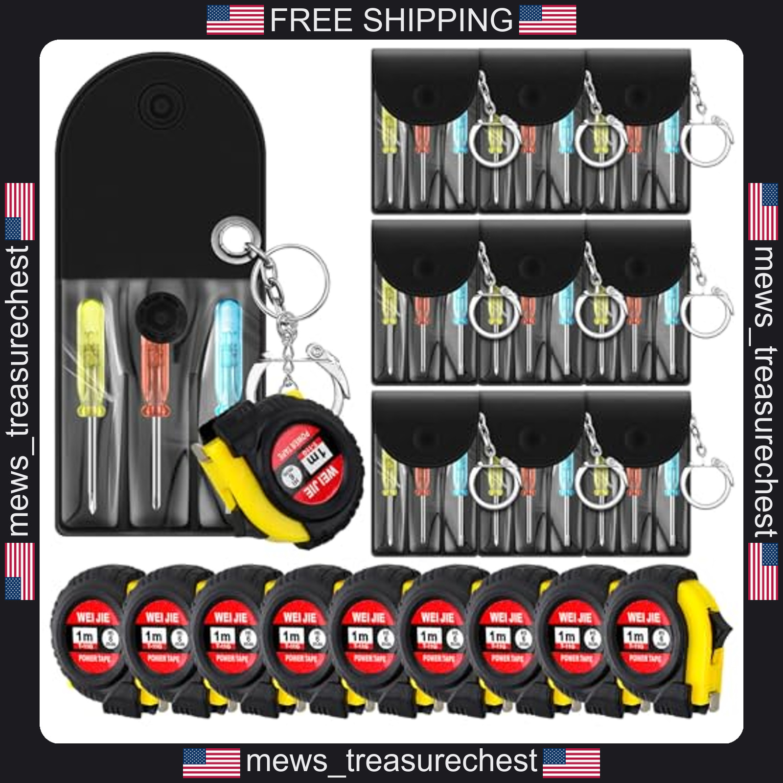 Mini Tape Measure and Screwdriver Keychain Set 18 Pack Portable Tools