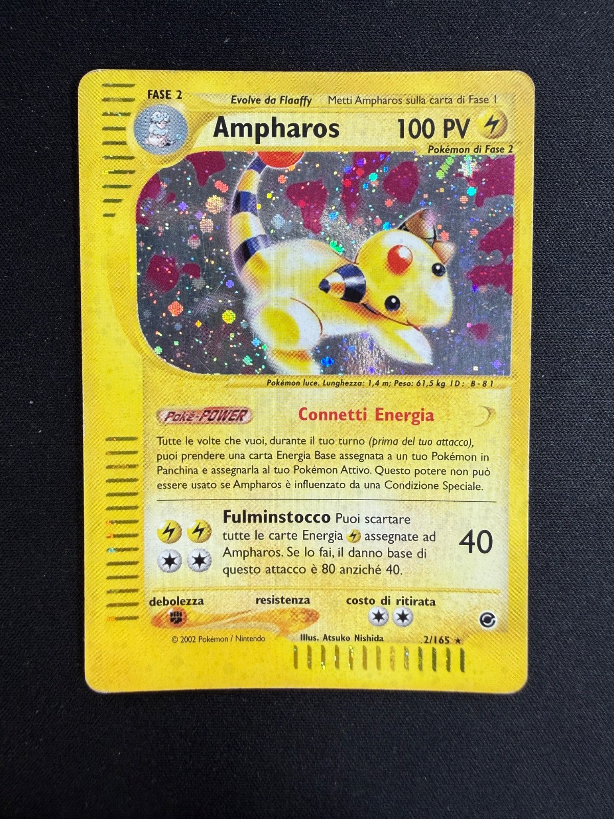 Pokemon Ampharos 2/165 Expedition Rare Holo Unlimited Wizards ITA Vintage Card