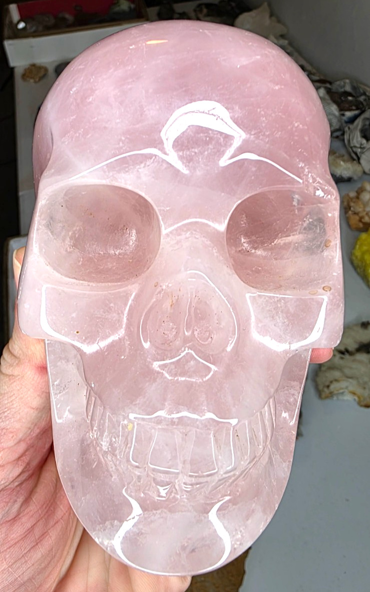 💀 Deep Rose Quartz Realistic Skull — 5\