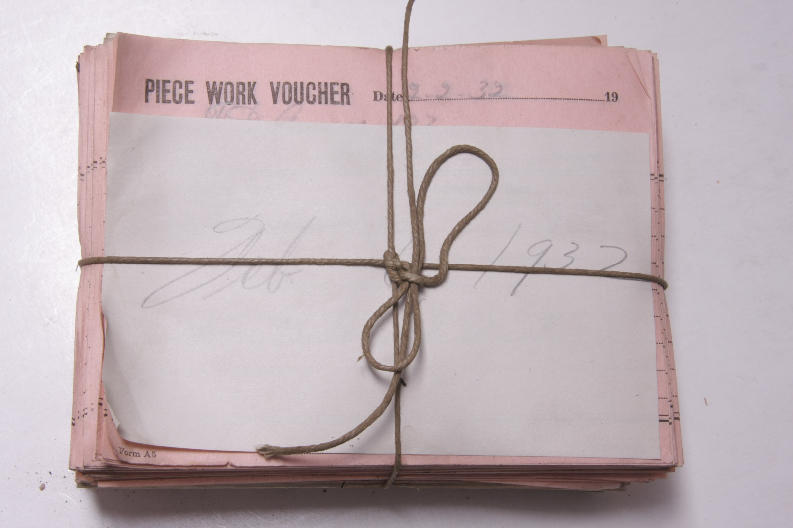 Feb 6 1932 Lamson Goodnow Piece Work Voucher Maunfacturing Pay Ephemera E12F
