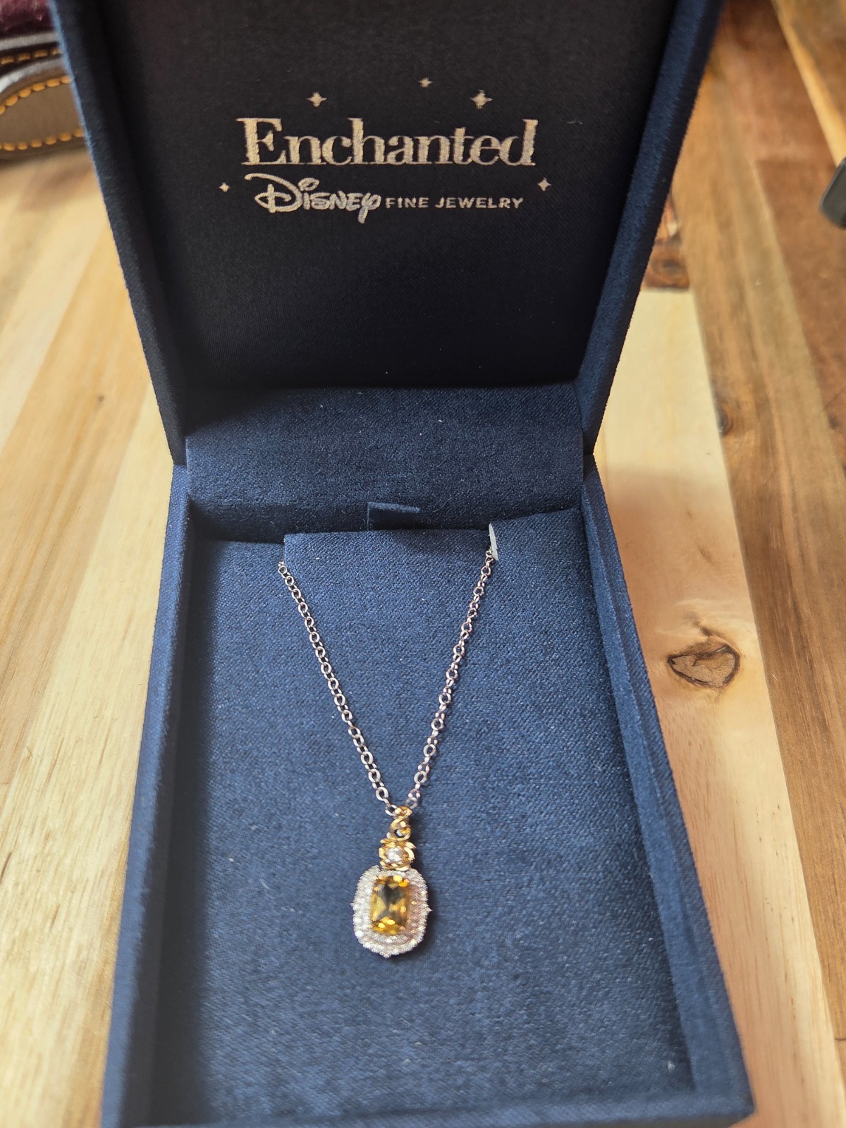 Enchanted Disney Fine Jewelry Disney Belle Rose Pendant Necklace