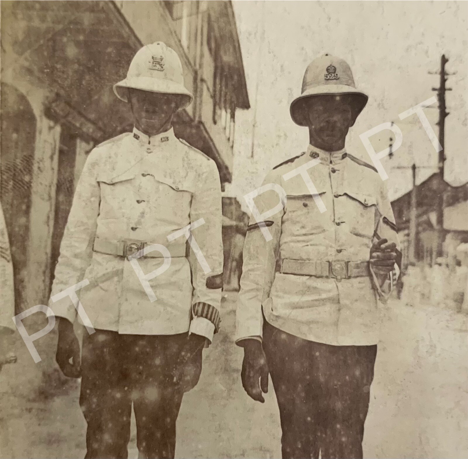 Antique Vtg RPPC Handsome Black Military Men in White Uniform 1920s Street