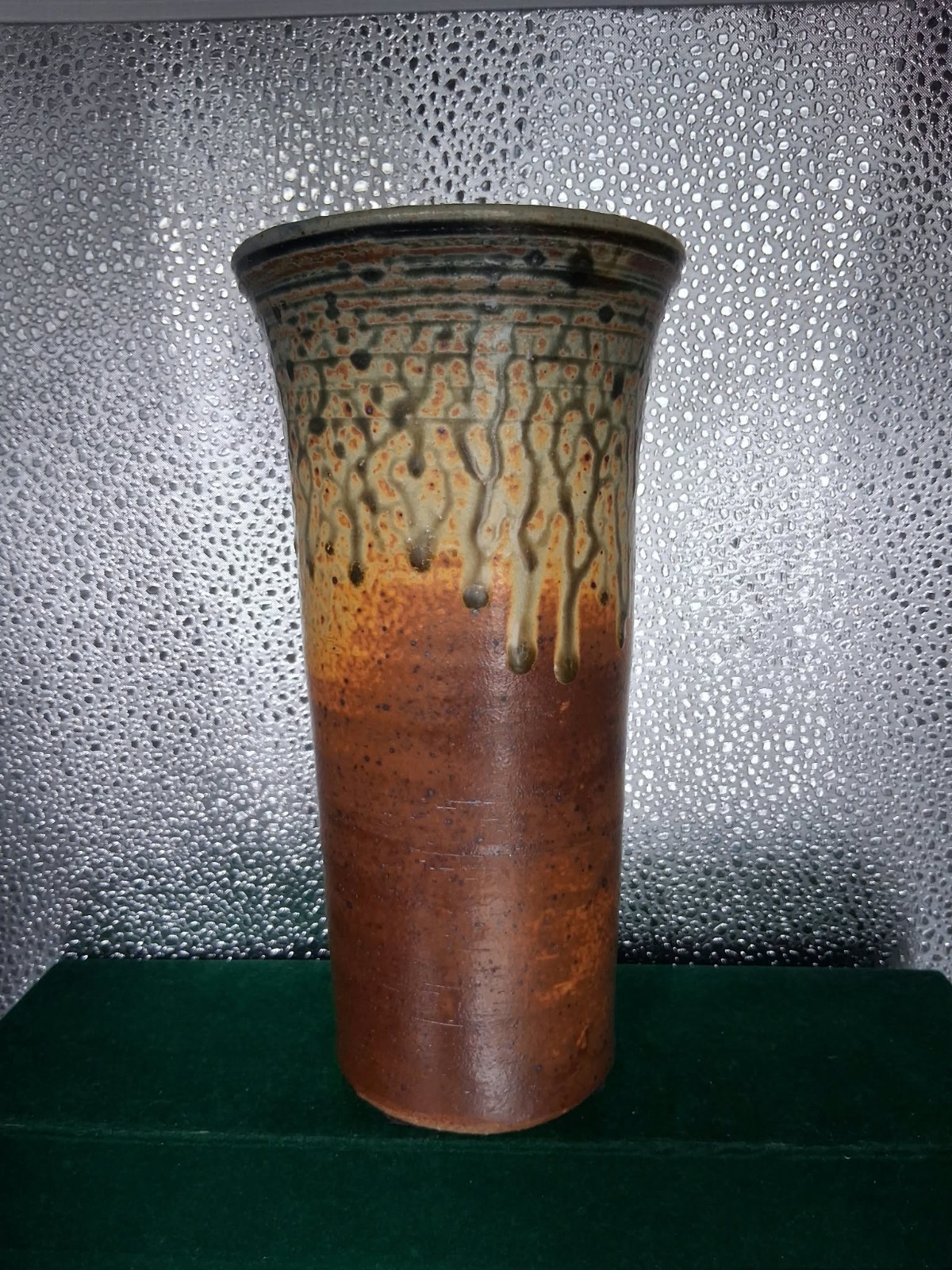 VTG Signed Raku Studio Art Pottery Vase 8.5\